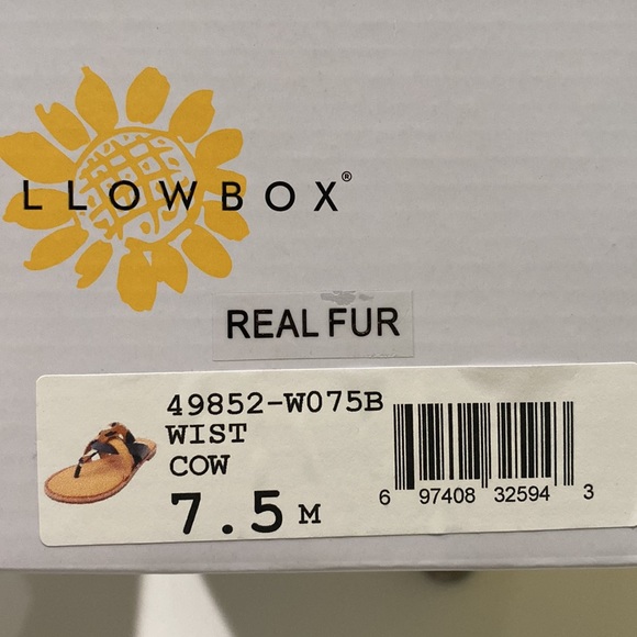 Yellow Box Cow Print Leather Sandals - Picture 5 of 5